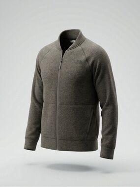 The North Face Men's Zip-Up Charcoal Tan Fleece Trail Bomber Zip Sweater #hike